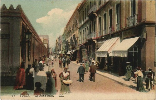 Cpa tunesia rue italie - rue, d'italie